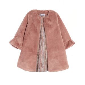 PIPPA & JULIE Kids' Faux Fur Coat & Metallic Dress‎ Set, Two Piece Mauve 4, NWT